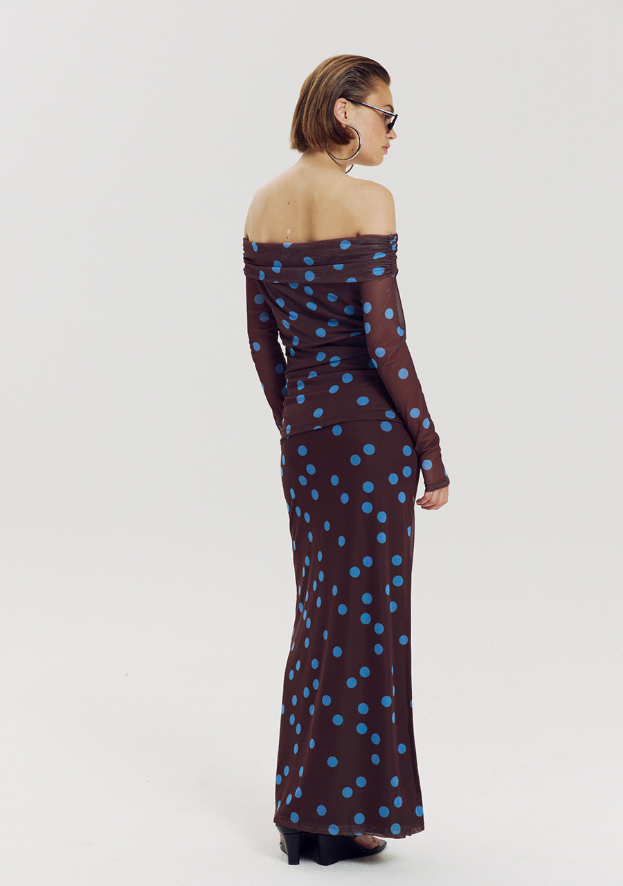 Leny Skirt van Harper & Yve, kleur Blue Polka Dot