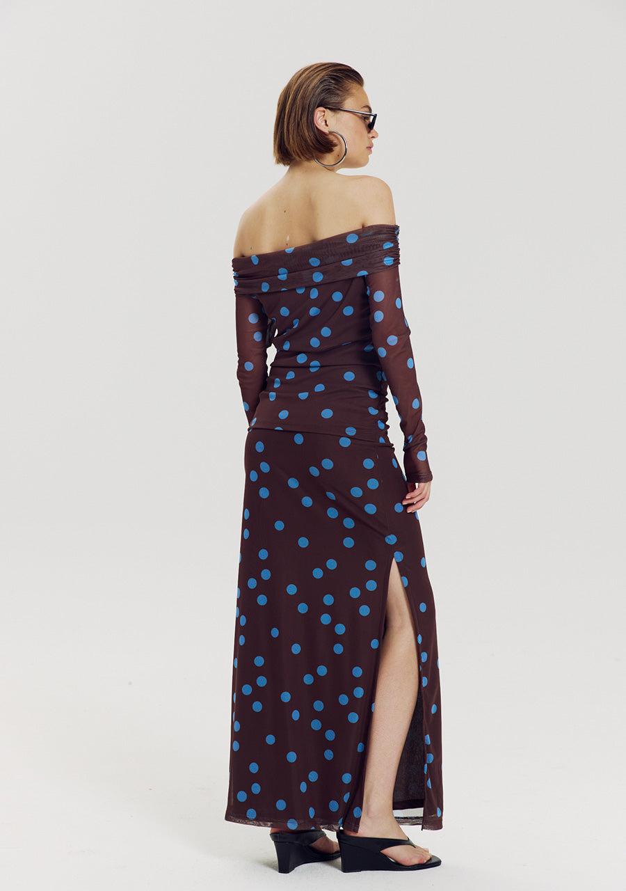 Leny Skirt van Harper & Yve, kleur Blue Polka Dot