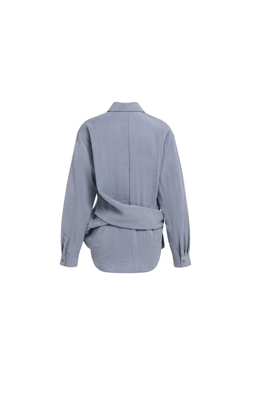 Blouse Met Knoopdetail En Lange Mouwen van YAYA, kleur Arctic Seal Grey