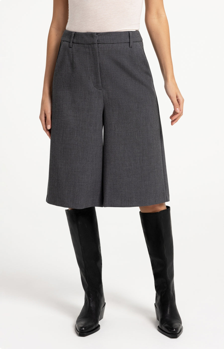 Lange Bermudashort van YAYA, kleur Anthracite Melange