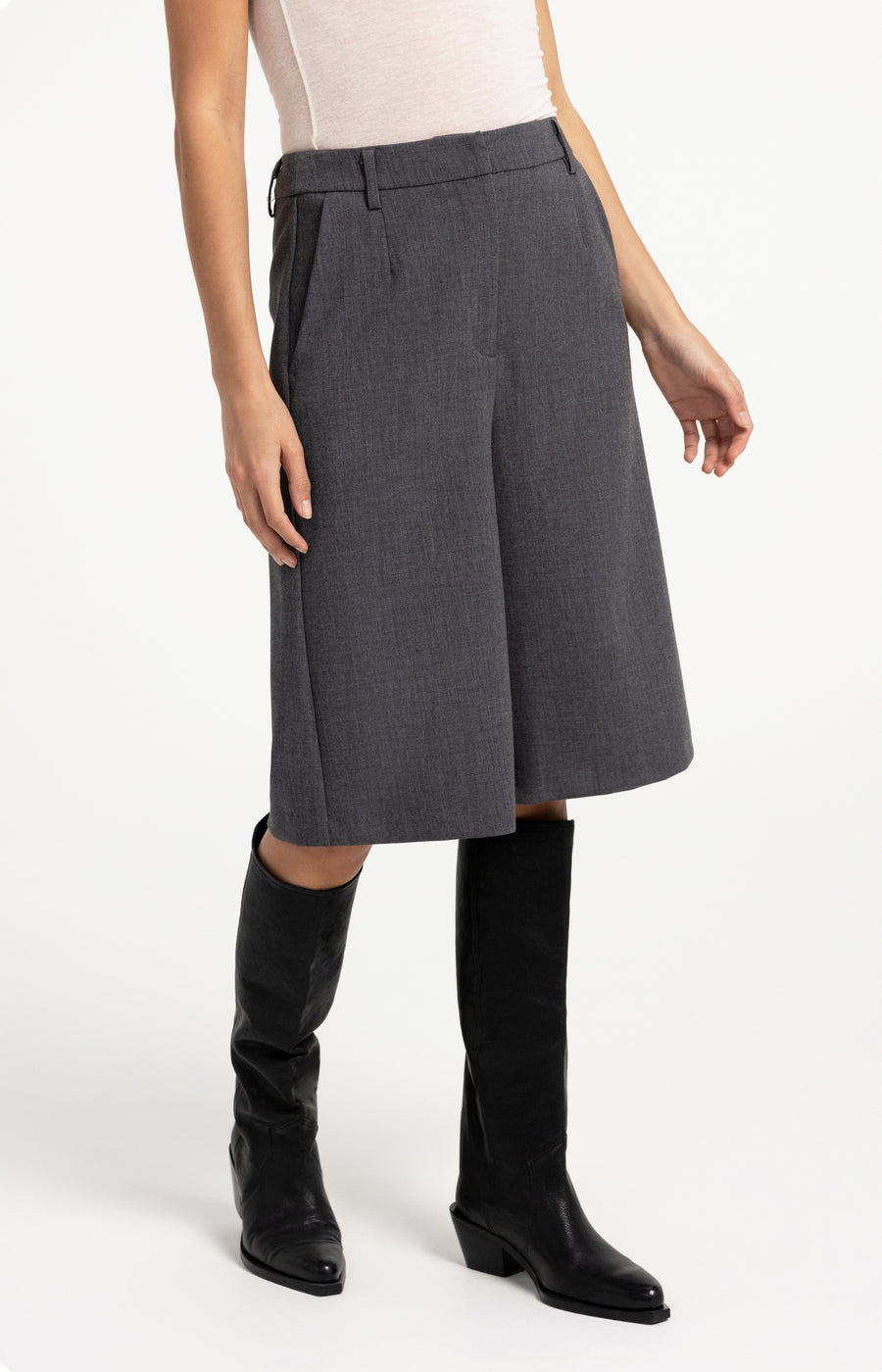 Lange Bermudashort van YAYA, kleur Anthracite Melange
