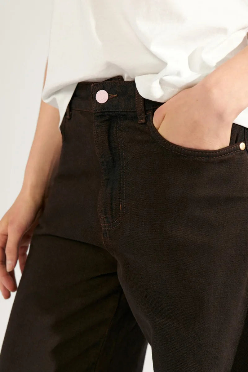 Nuamsterdam Hr Barrel Jeans van Nümph, kleur Black Coffee