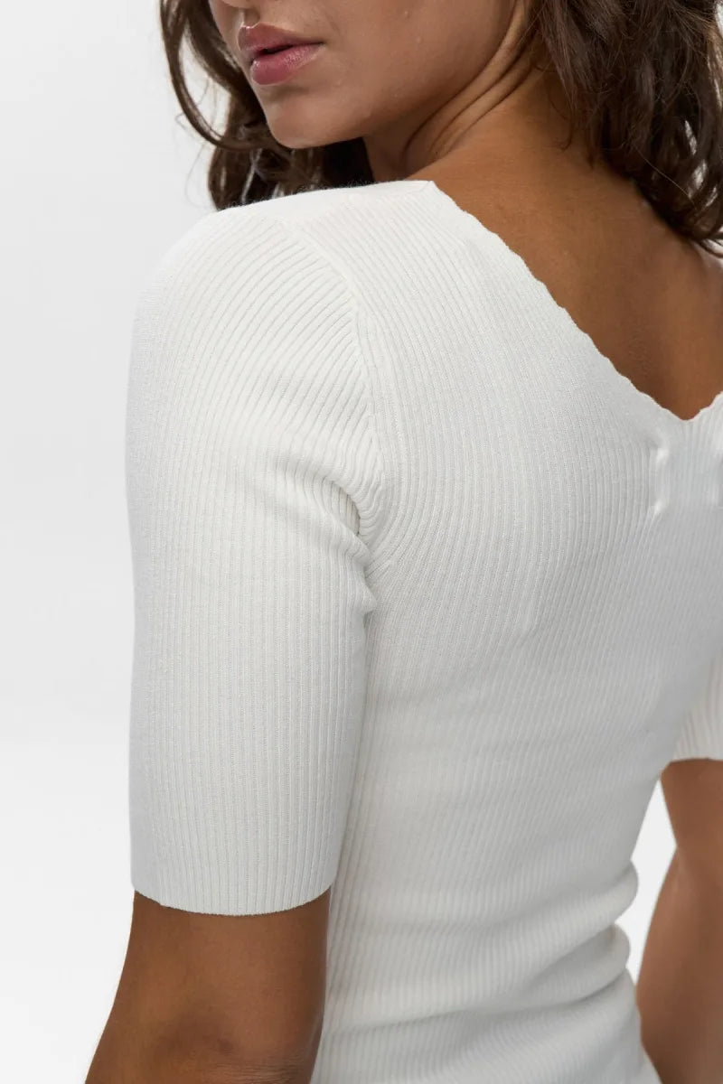 Nuayelet Ss Pullover Cropped van Nümph, kleur Cloud Dancer