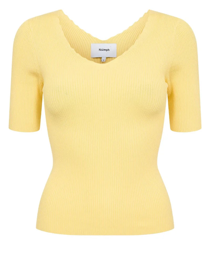 Nuayelet Ss Pullover Cropped van Nümph, kleur Popcorn