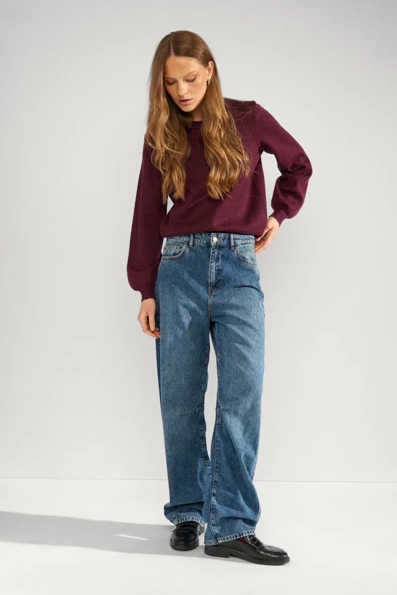 Nubir Solid Pullover van Nümph, kleur Fig