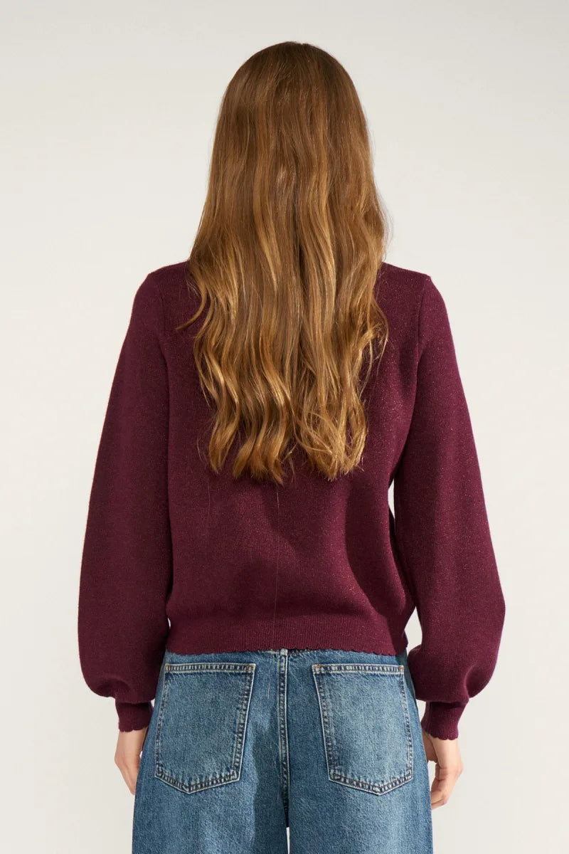 Nubir Solid Pullover van Nümph, kleur Fig