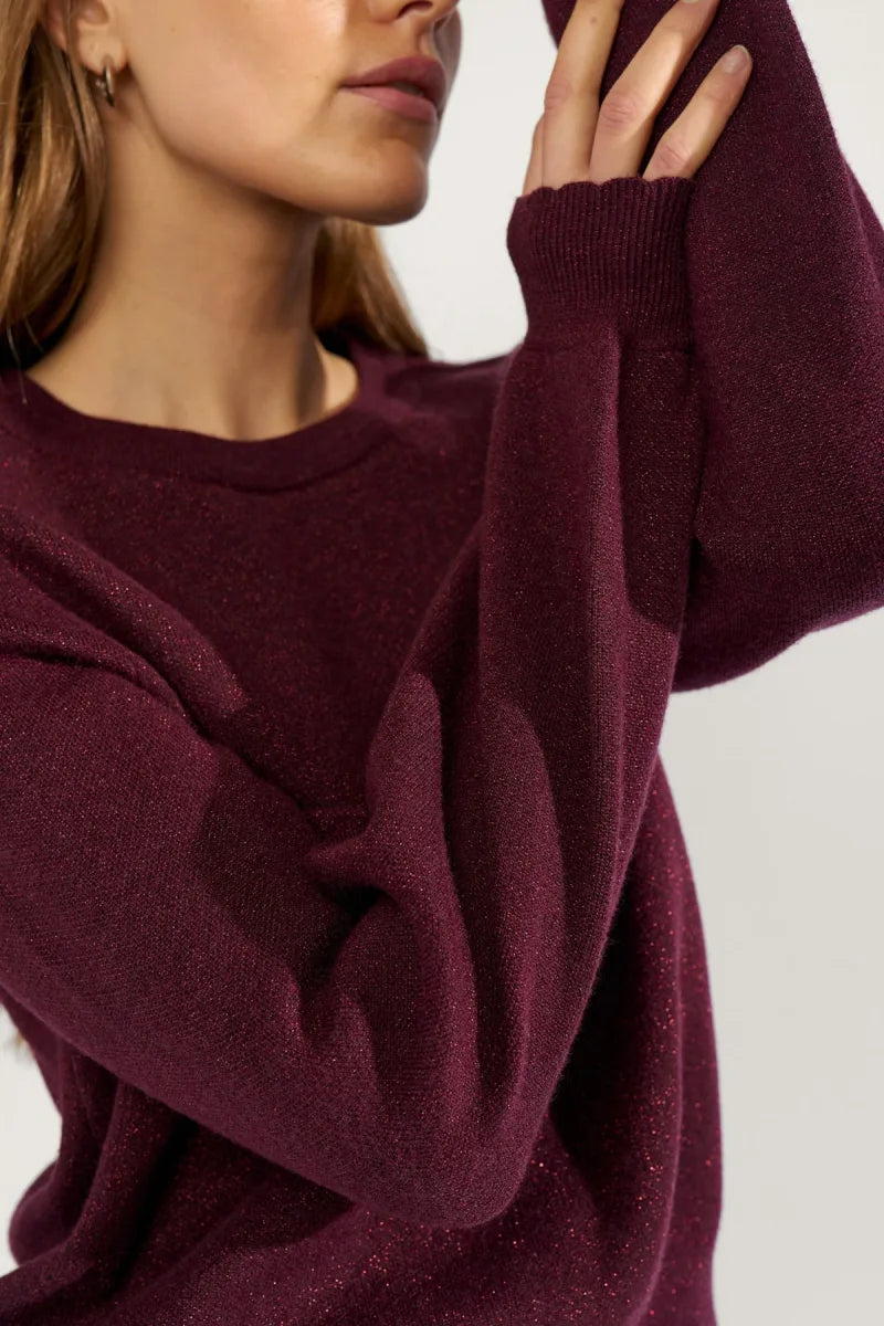 Nubir Solid Pullover van Nümph, kleur Fig