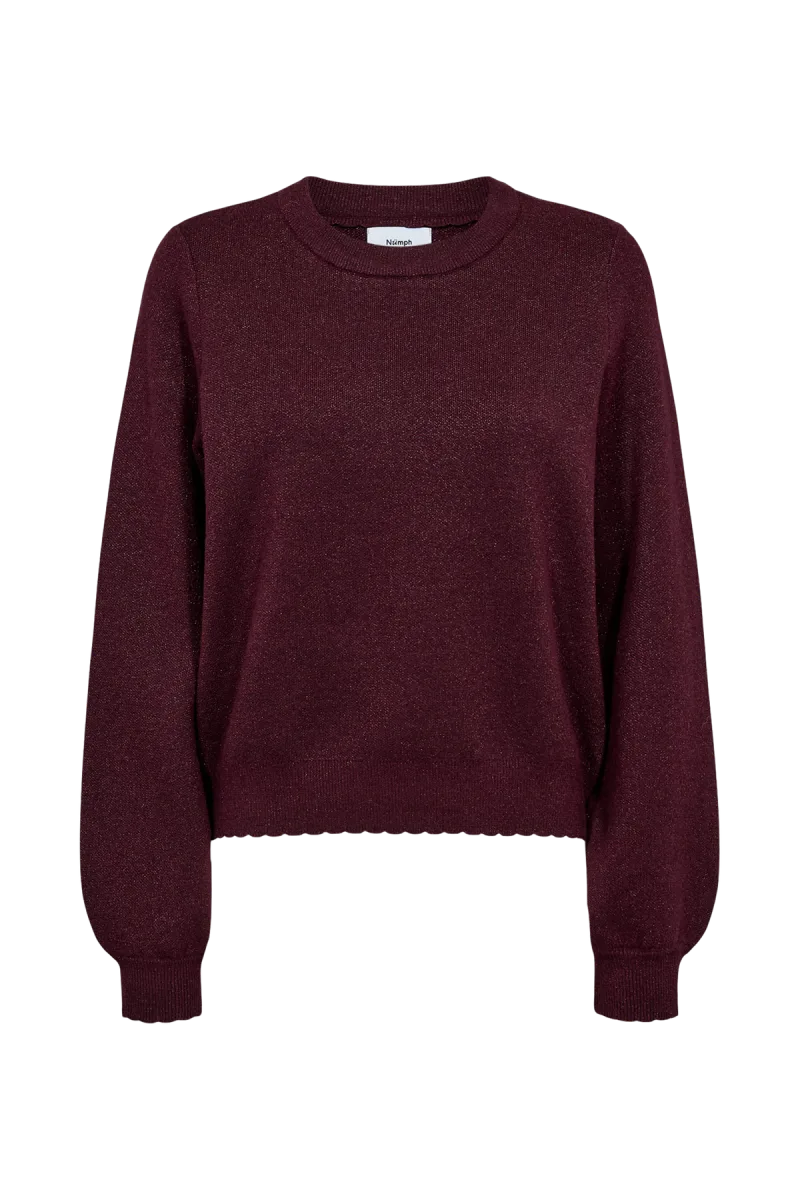 Nubir Solid Pullover van Nümph, kleur Fig