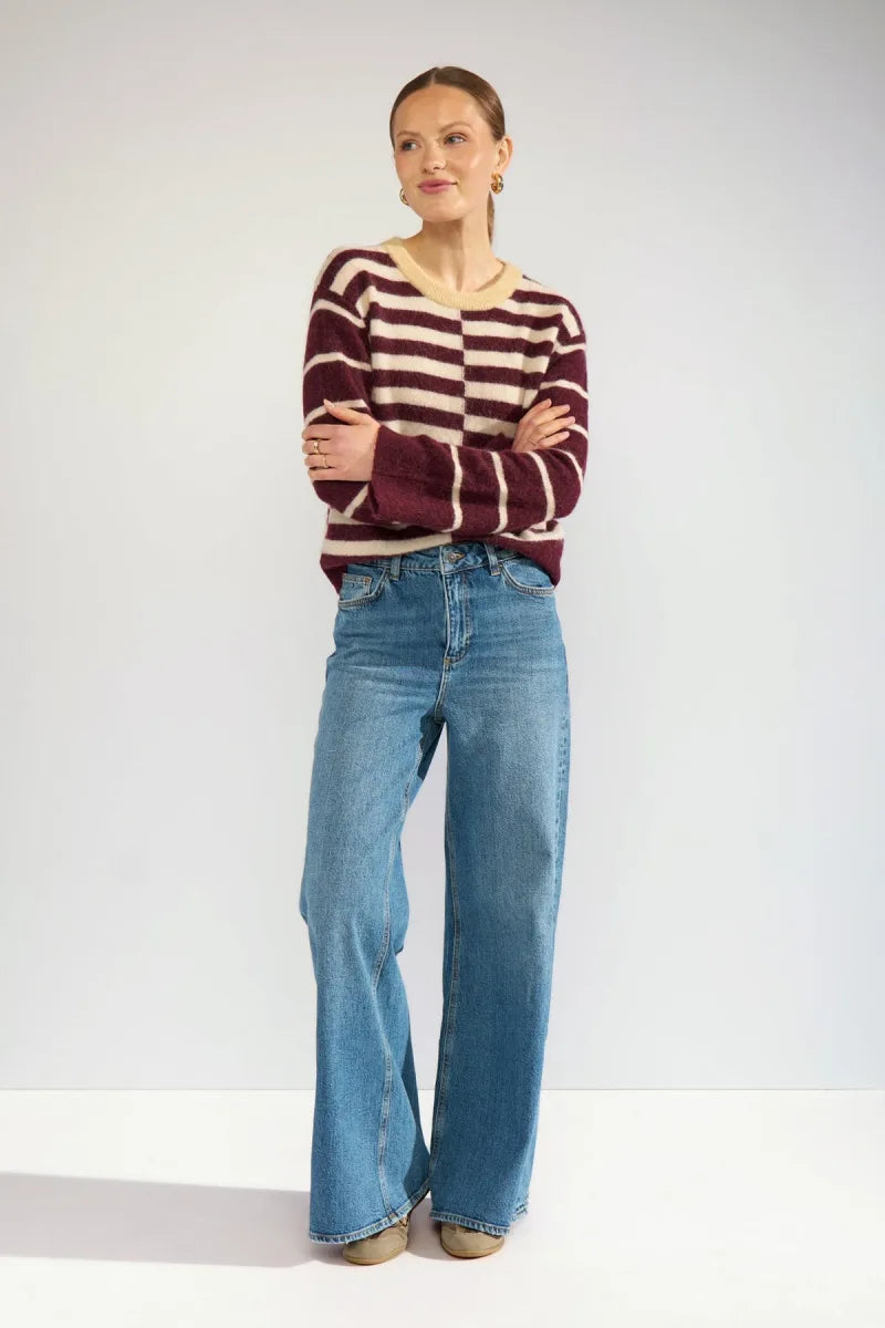 Nuriette Block Stripe Pullover van Nümph, kleur Fig