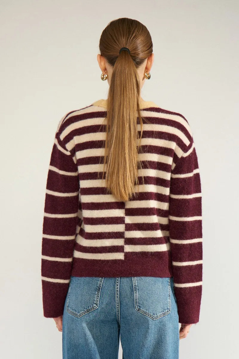 Nuriette Block Stripe Pullover van Nümph, kleur Fig