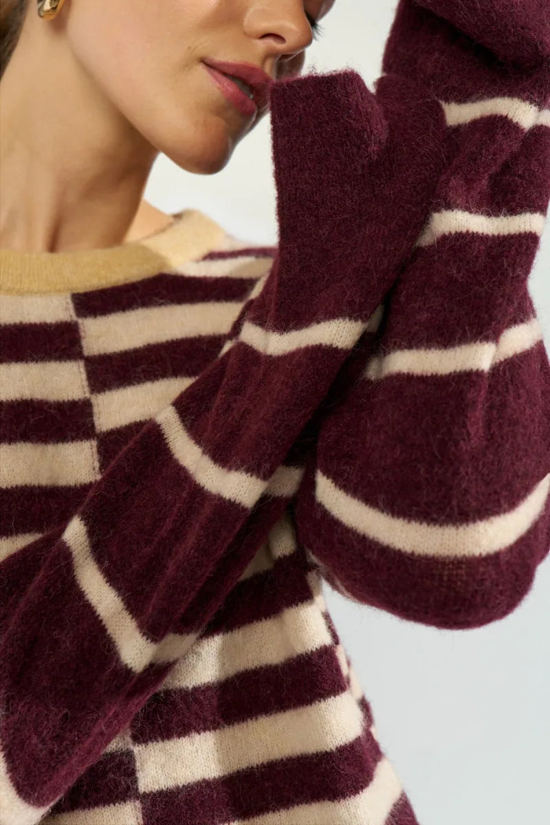 Nuriette Block Stripe Pullover van Nümph, kleur Fig