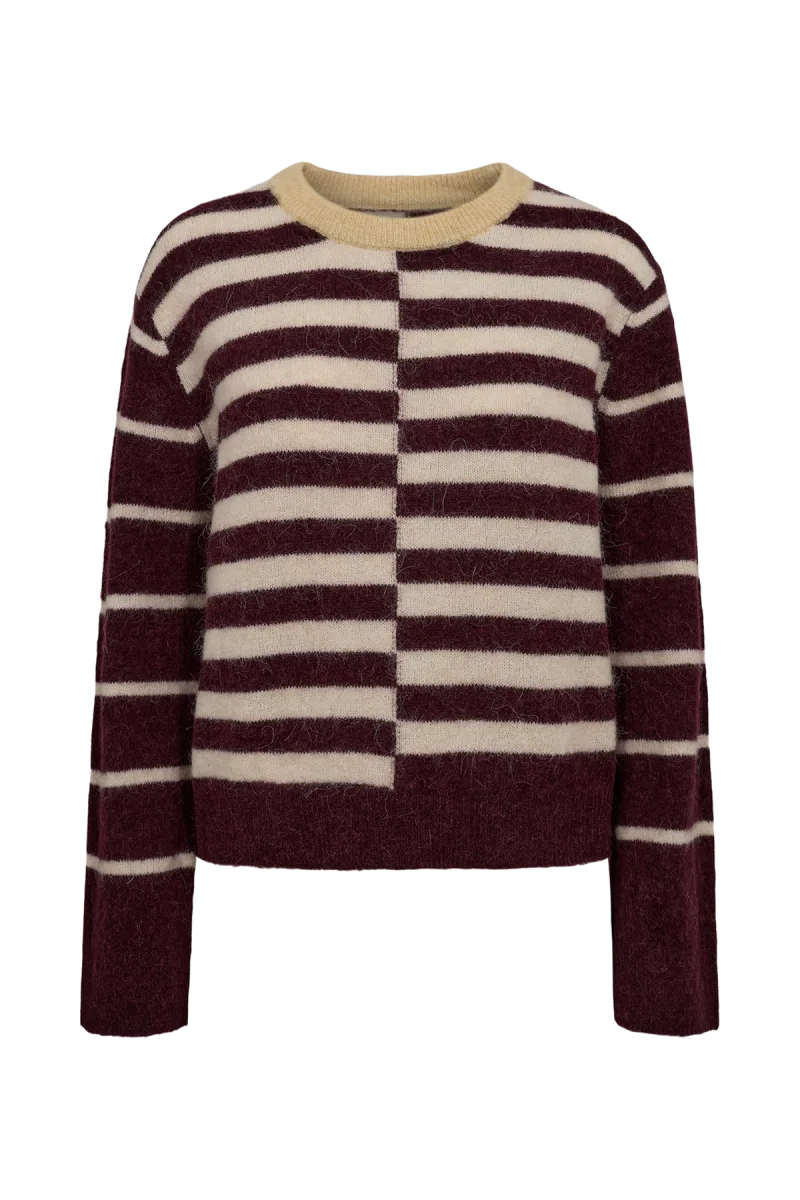 Nuriette Block Stripe Pullover van Nümph, kleur Fig