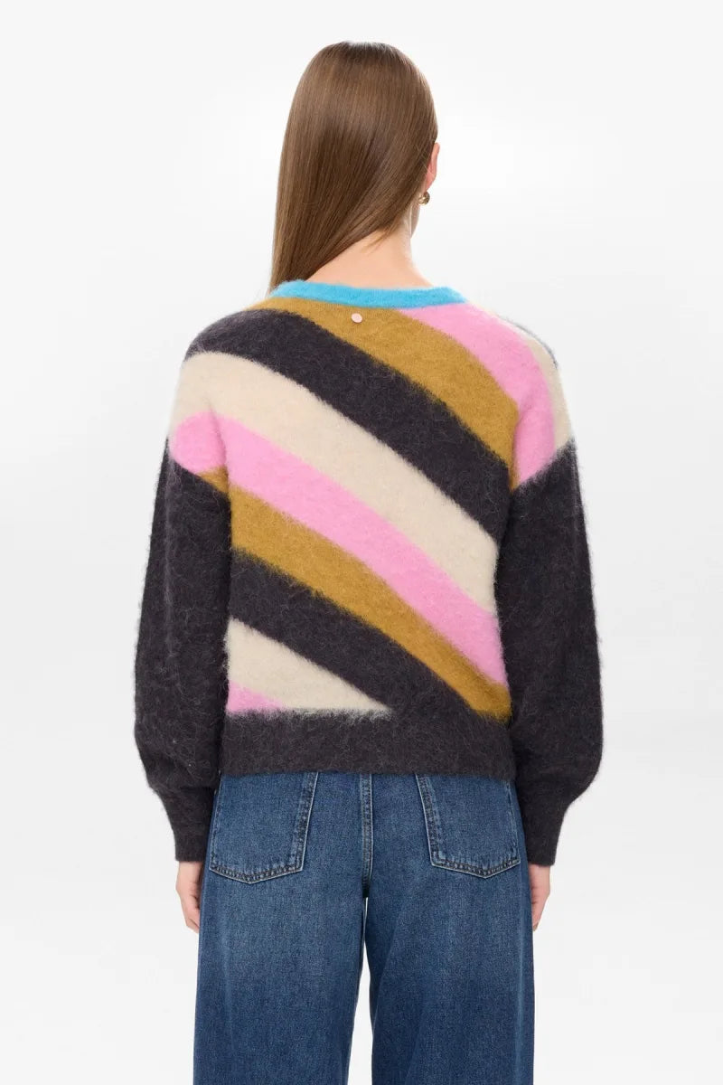 Nusuri Multi Stripe Pullover van Nümph, kleur Obsidian