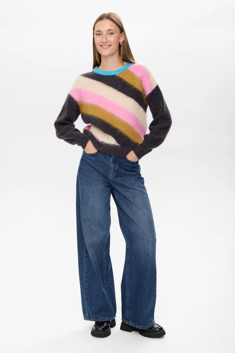 Nusuri Multi Stripe Pullover van Nümph, kleur Obsidian