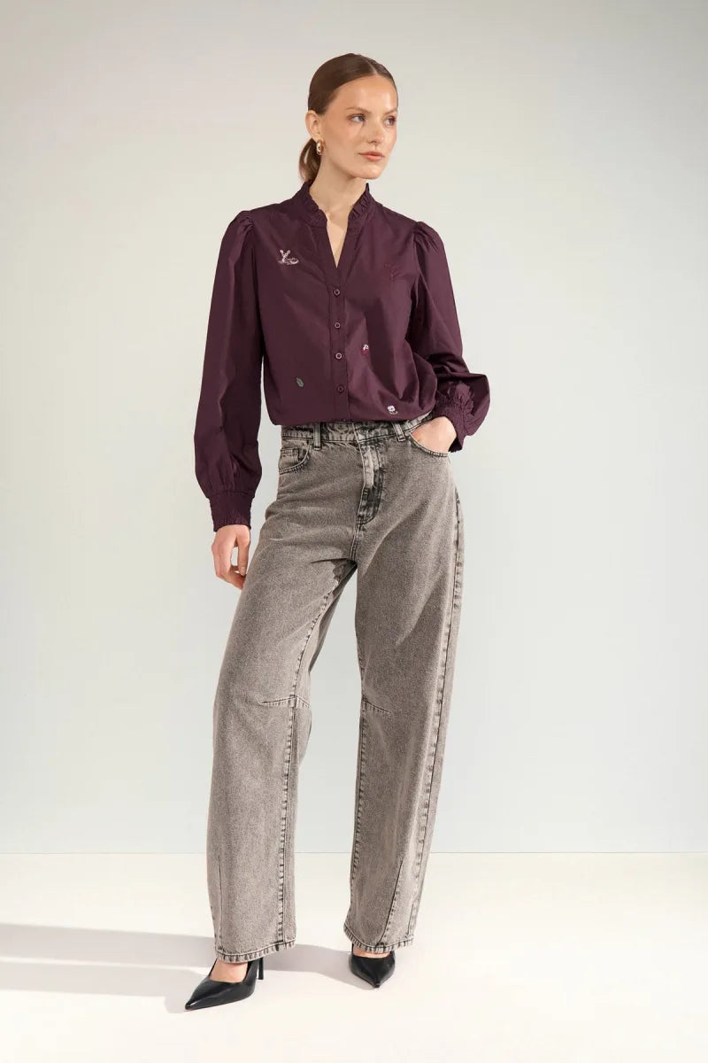 Nutenja V-Neck Shirt van Nümph, kleur Fig