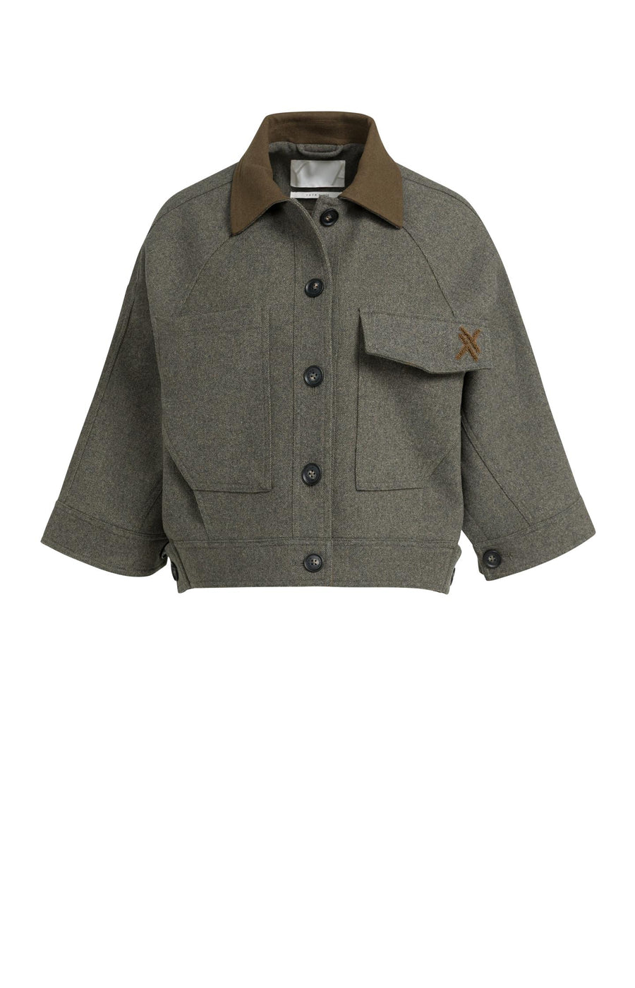 Oversized Wollen Jack Met Contrasterende Kraag van YAYA, kleur Grey Melange