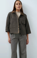 Oversized Wollen Jack Met Contrasterende Kraag van YAYA, kleur Grey Melange