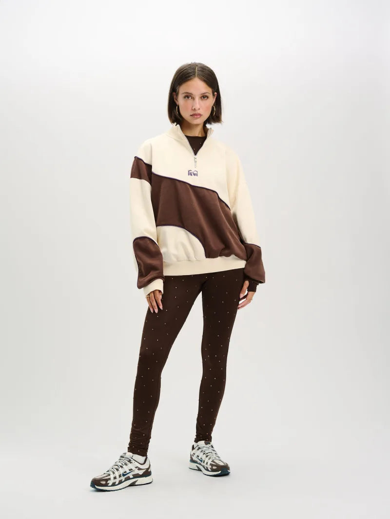 Anna Knitted Legging Rhinestones van Refined Department, kleur Brown
