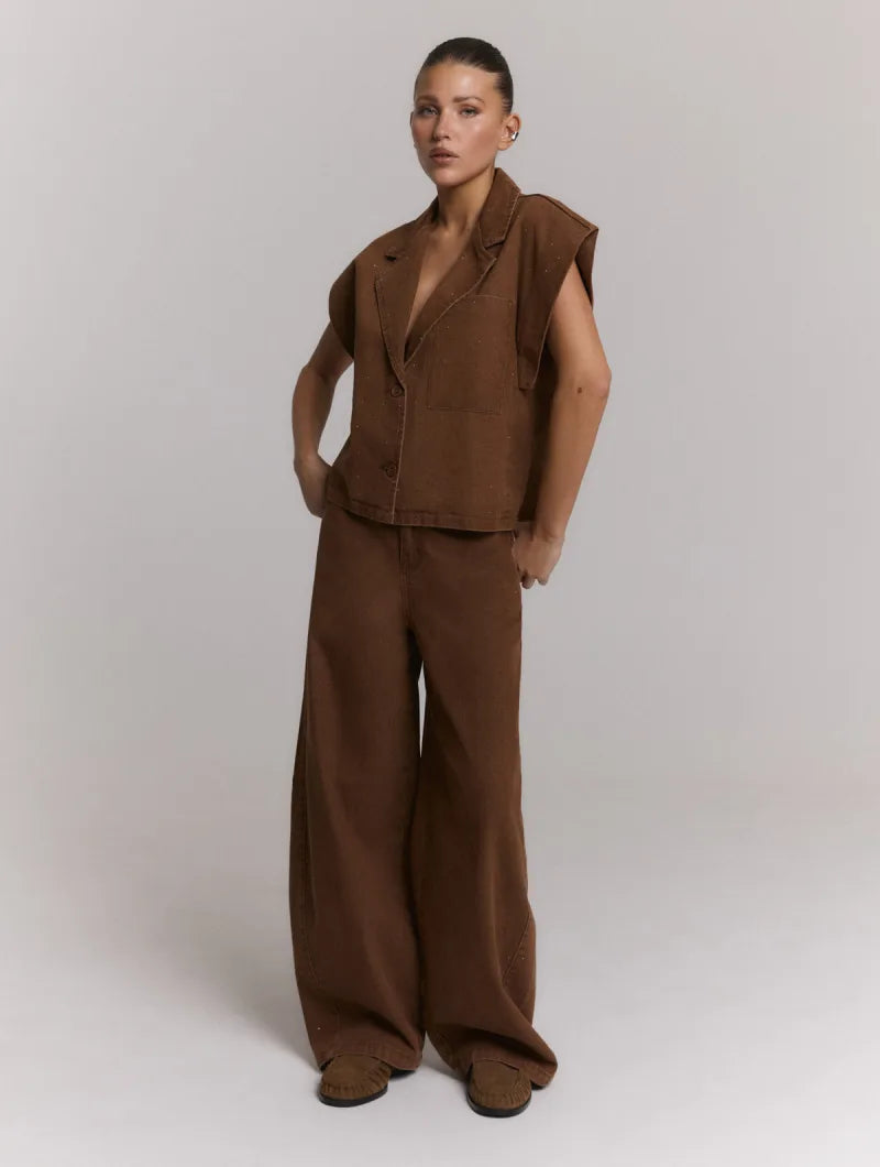 Balloon Fit Jeans Hailey van Refined Department, kleur Brown