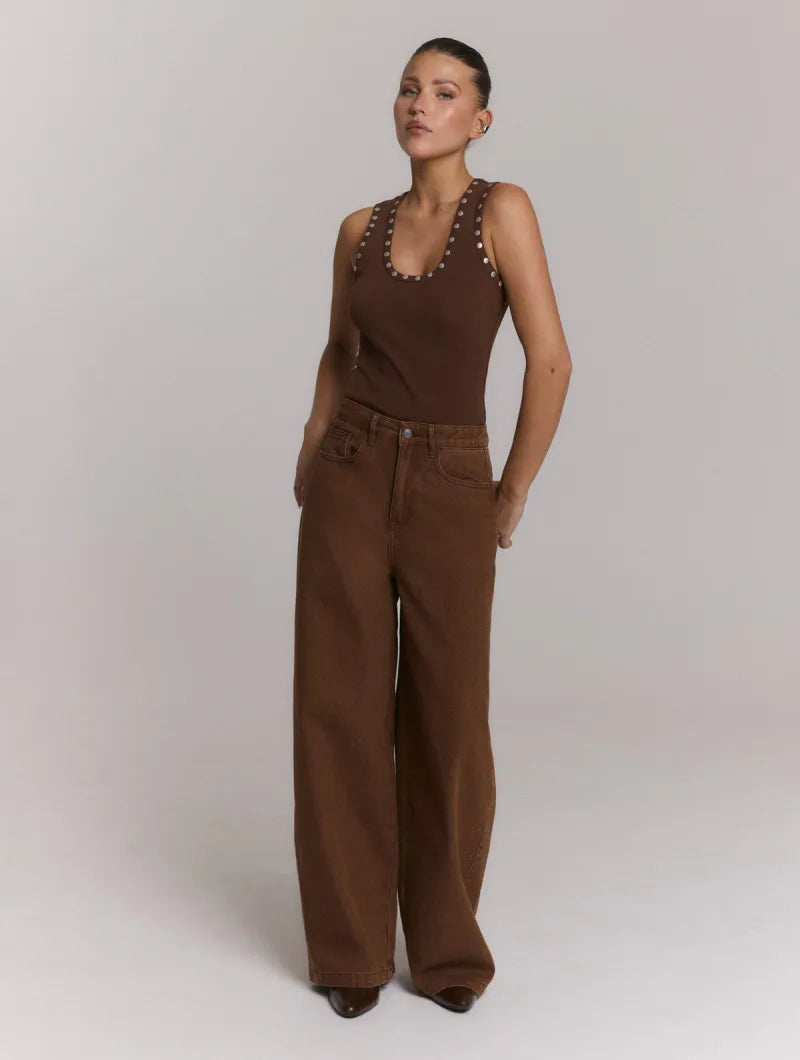 Balloon Fit Jeans Hailey van Refined Department, kleur Brown