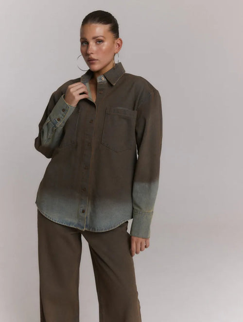 Blouse Naro van Refined Department, kleur Washed Denim