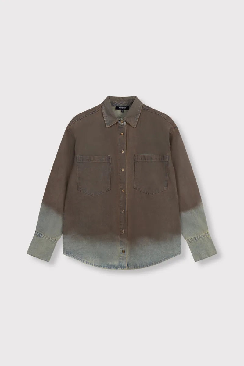 Blouse Naro van Refined Department, kleur Washed Denim