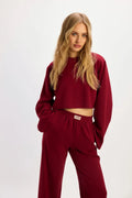 Carina Crop Top van Refined Department, kleur Bordeaux