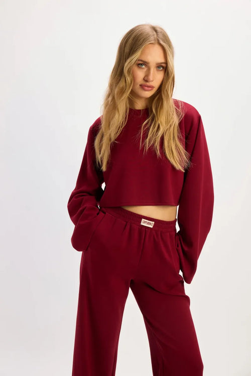 Carina Crop Top van Refined Department, kleur Bordeaux
