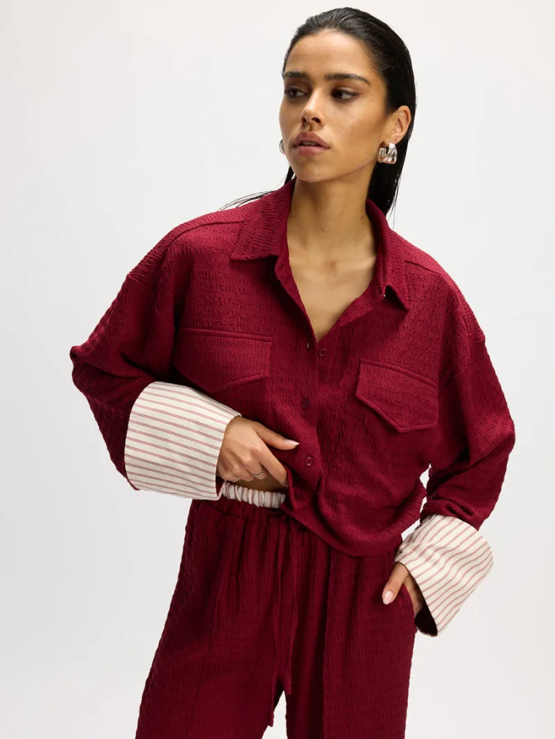 Cropped Blouse Lyloe van Refined Department, kleur Bordeaux