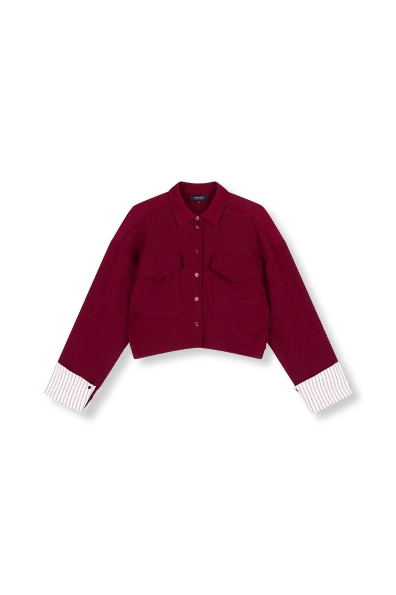 Cropped Blouse Lyloe van Refined Department, kleur Bordeaux