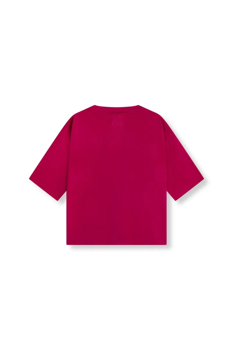 Dolla V Neck T-Shirt van Refined Department, kleur Raspberry