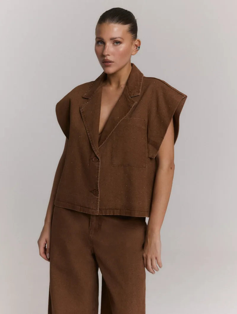 Gilet Marlie van Refined Department, kleur Brown