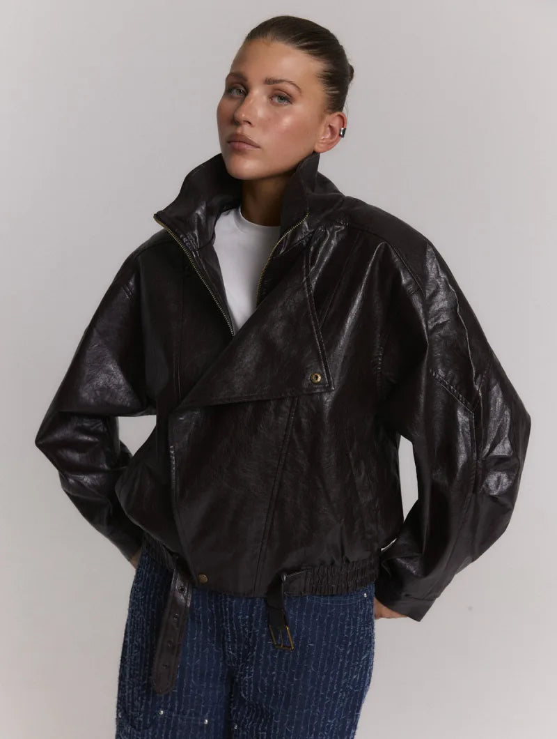 Lee Jacket van Refined Department, kleur Choc Brown