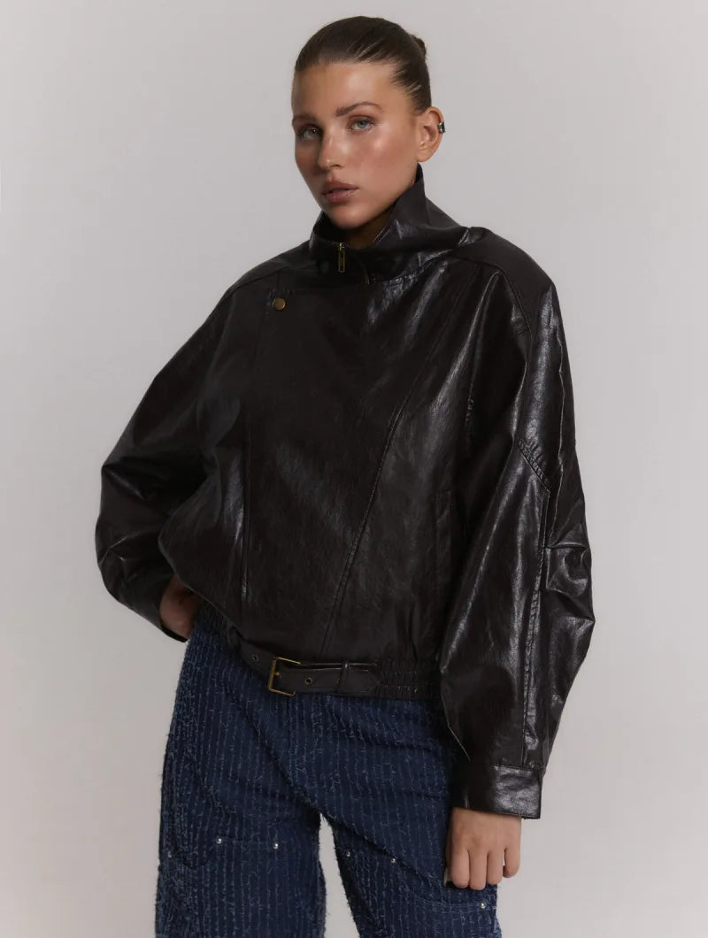 Lee Jacket van Refined Department, kleur Choc Brown