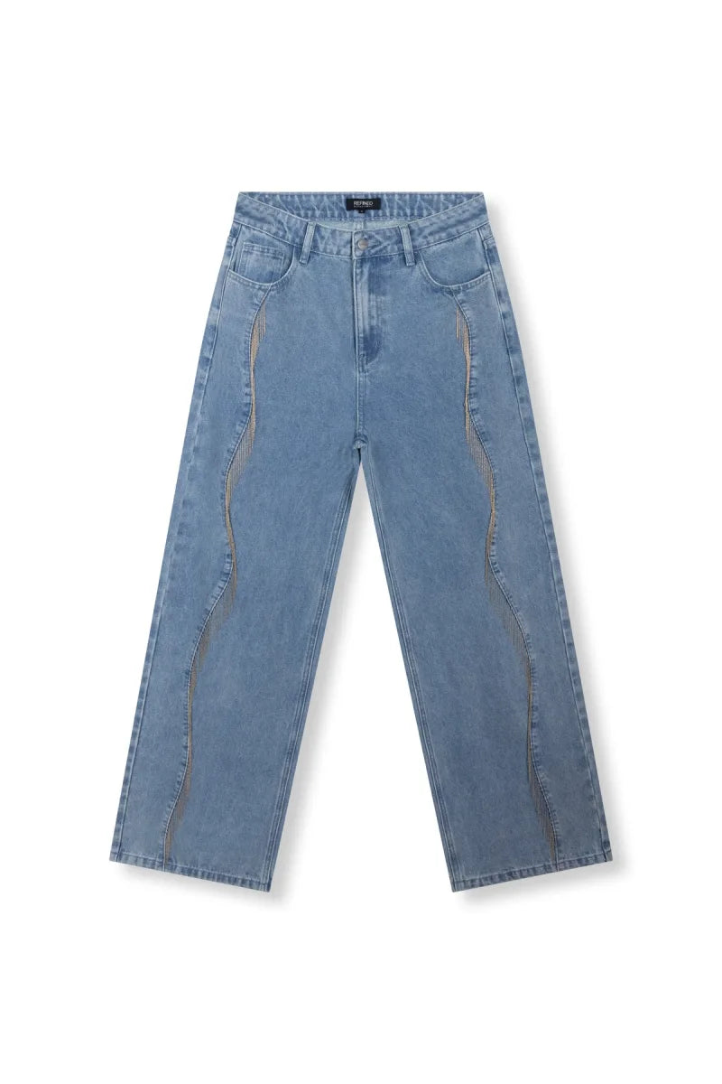 Payton Fringes Denim Pants van Refined Department, kleur Light Blue