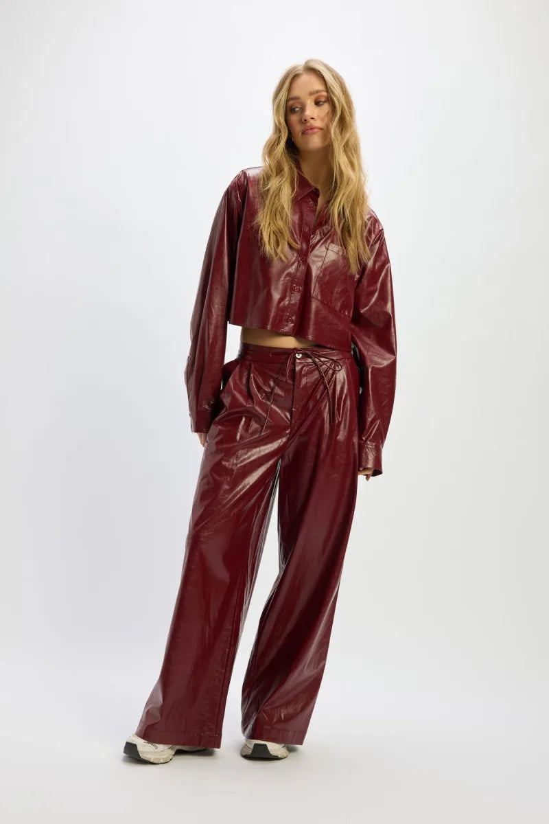 Pu Blouse van Refined Department, kleur Bordeaux