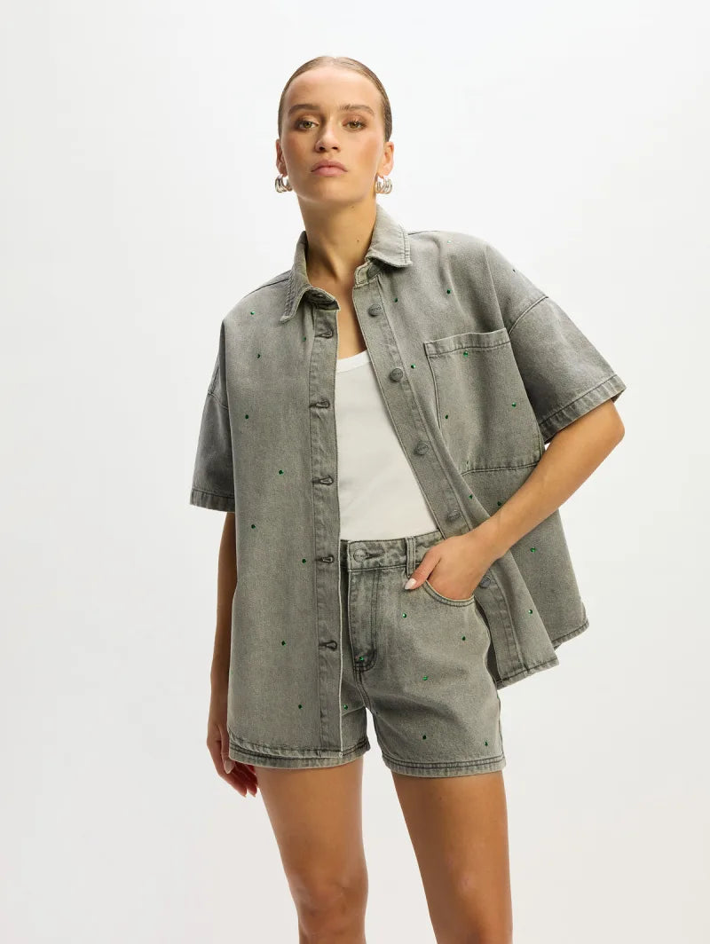 Relaxed Short Studs Zaar van Refined Department, kleur Mid Grey