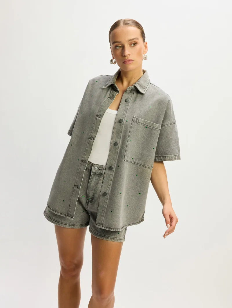 Relaxed Short Studs Zaar van Refined Department, kleur Mid Grey