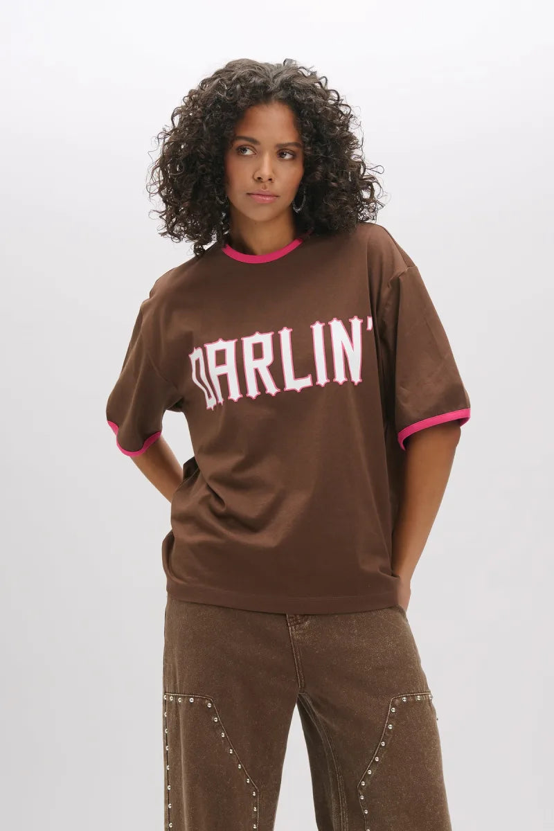 T-Shirt Loui van Refined Department, kleur Brown