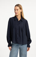 Transparante Blouse Met Plooidetails van YAYA, kleur Cat Black