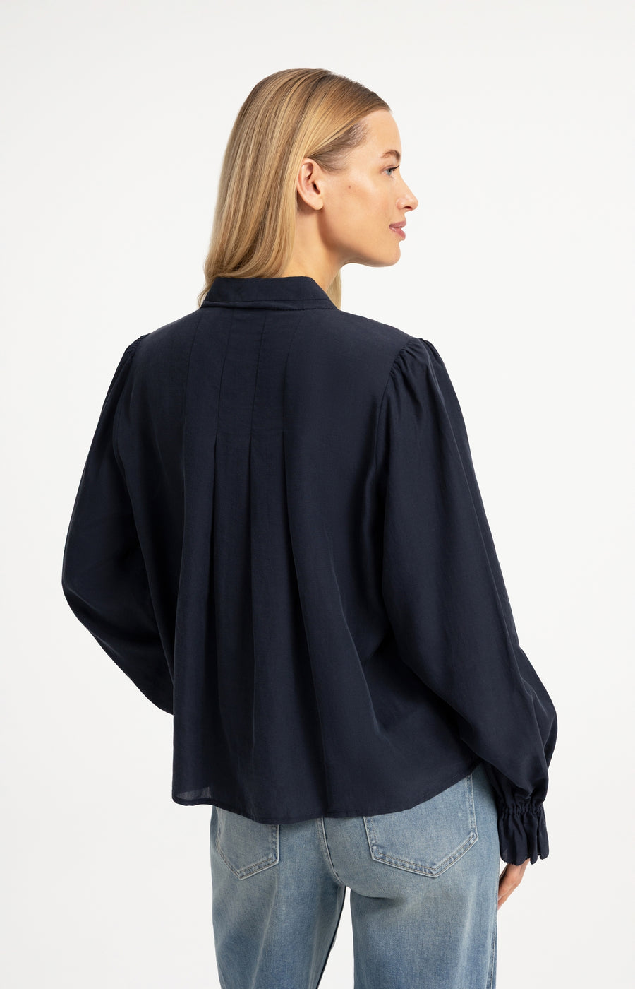 Transparante Blouse Met Plooidetails van YAYA, kleur Cat Black