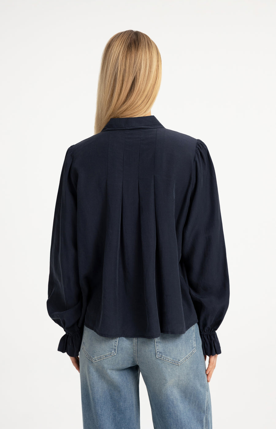 Transparante Blouse Met Plooidetails van YAYA, kleur Cat Black