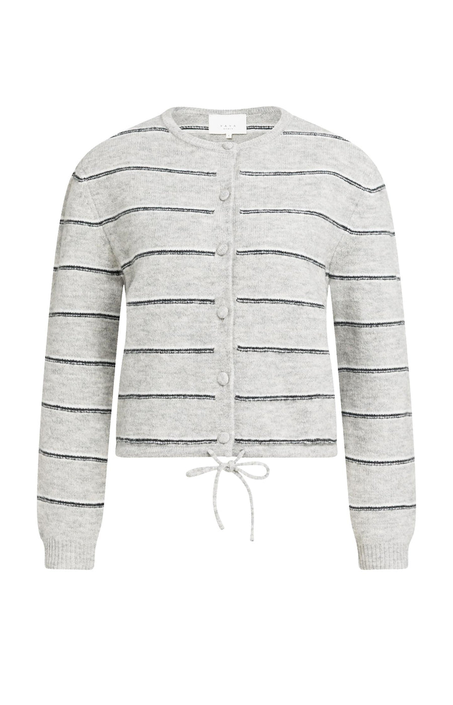 Gestreept Gebreid Vest Met Strikdetail van YAYA, kleur Medium Grey Melange