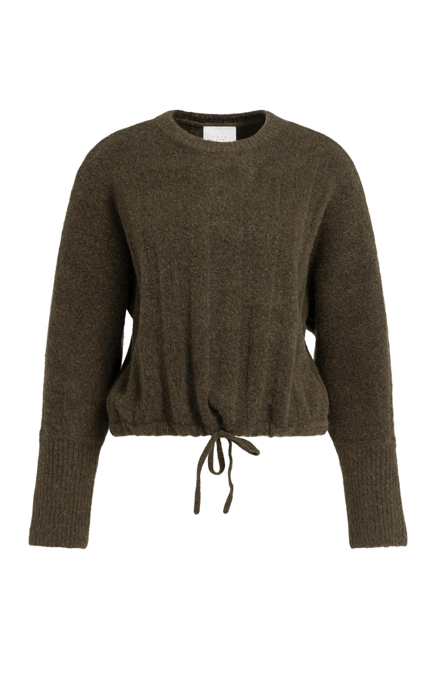 Trui Met Vleermuismouwen En Trekkoord In De Zoom van YAYA, kleur Slate Black  Brown Melange
