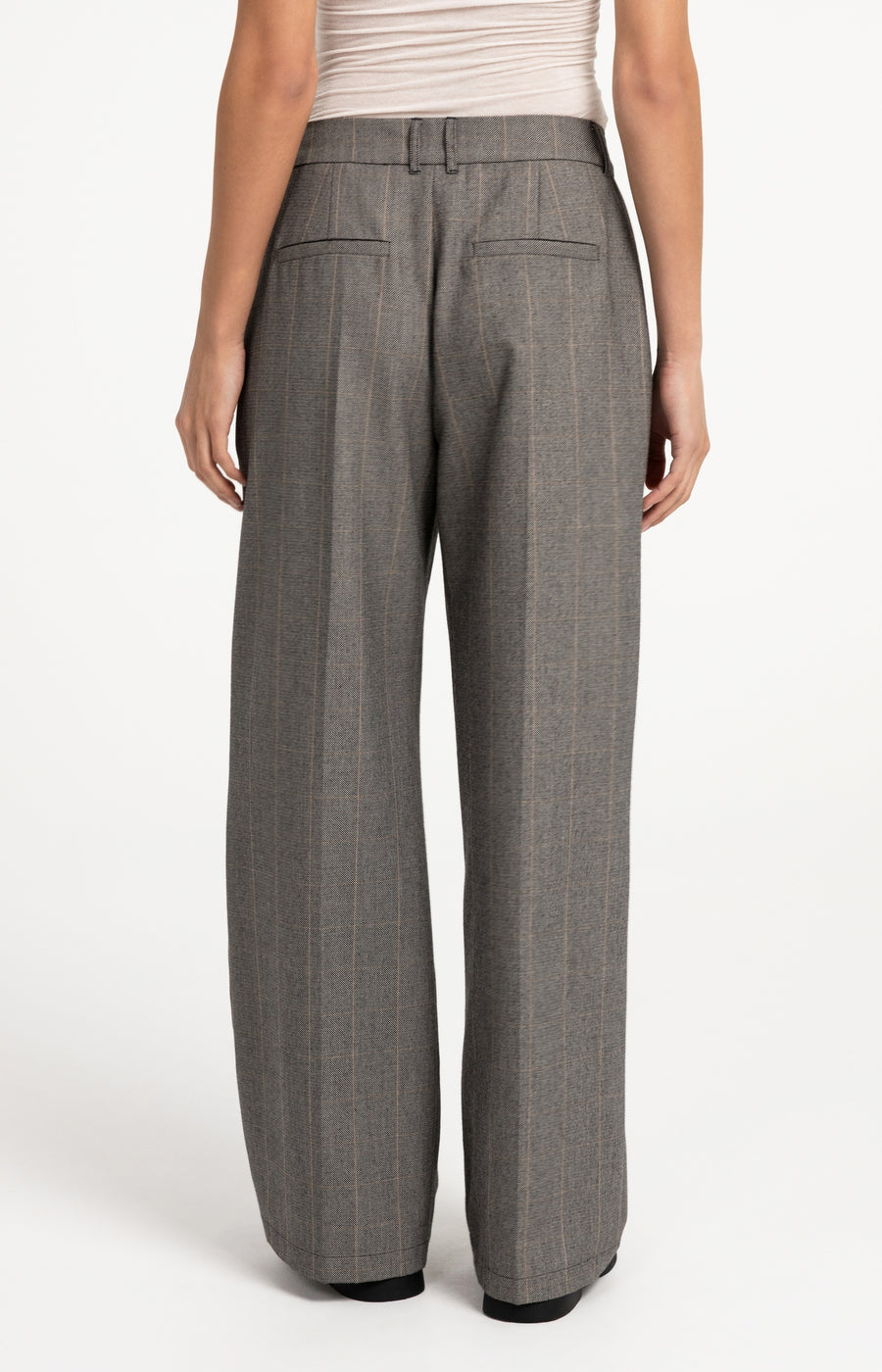 Pantalon Met Ruitdessin En Wijde Pijpen van YAYA, kleur Hole Black Dessin