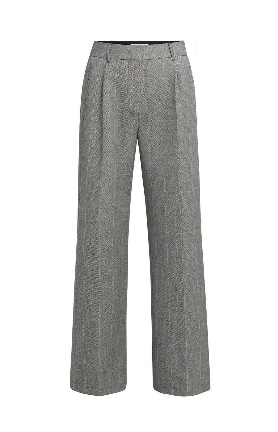 Pantalon Met Ruitdessin En Wijde Pijpen van YAYA, kleur Hole Black Dessin