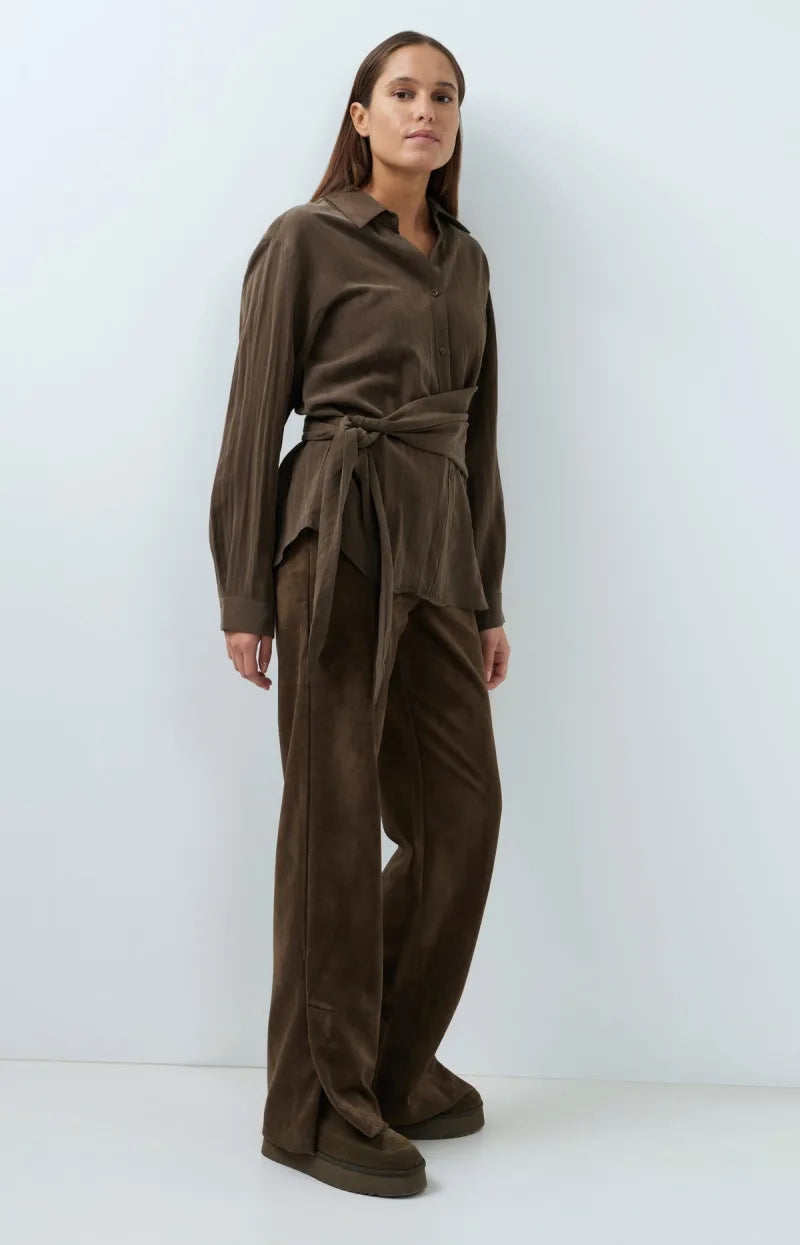 Blouse Met Knoopdetail En Lange Mouwen van YAYA, kleur Slate Black Brown