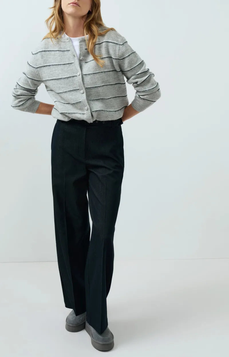 Geweven Broek Met Ceintuur En Subtiele Glans van YAYA, kleur Black