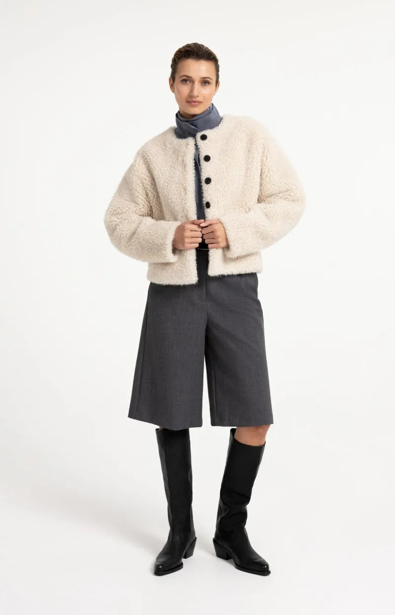 Lange Bermudashort van YAYA, kleur Anthracite Melange