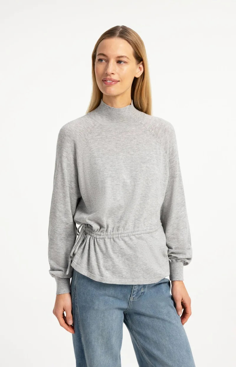 Sweater Met Hoge Hals En Taillekoord van YAYA, kleur Medium Grey Melange